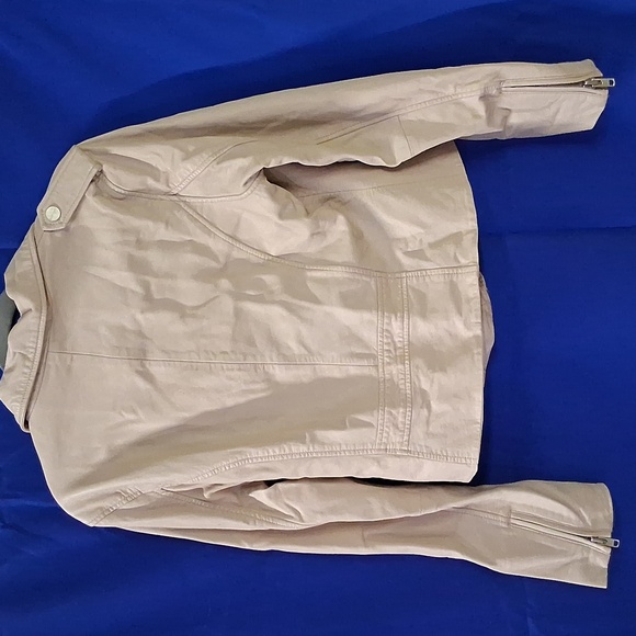 Womens Genuine Leather Beige Crop Jacket By Sanctuary Sz. Med - Picture 6 of 8